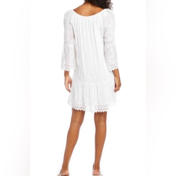 KAREN KANE Women’s Mixed Lace Trim Long Sleeve Eyelet Shift Dress- XS - Picture 3 of 9